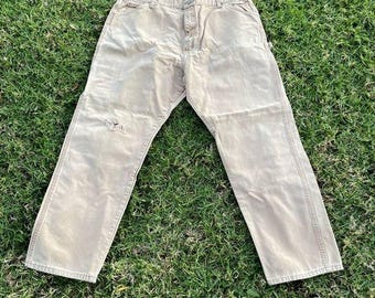 90s Y2k Vintage Carpenters Cargo Pants Duck Twill Cloth Distressed 42x32 Baggy