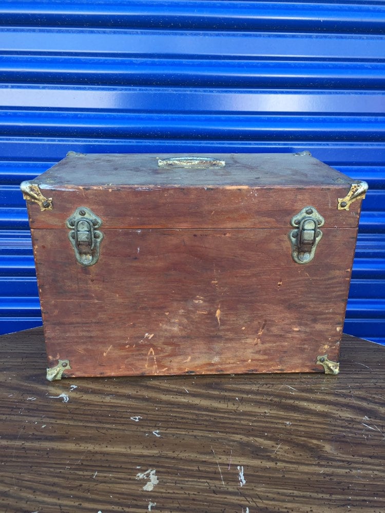 Antique Wooden Fishing Tackle Box, Vintage Wood Tool Box, Rustic Wood Storage  Box