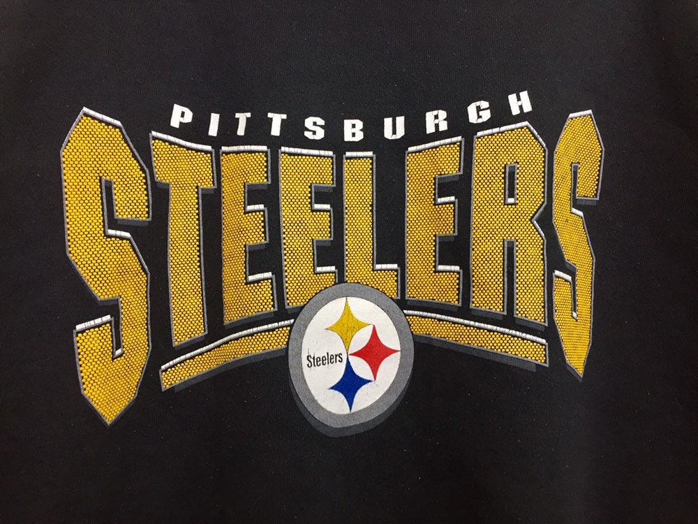 90s Vintage NFL Pittsburg Steelers Big Logo Black, White and Yellow ...