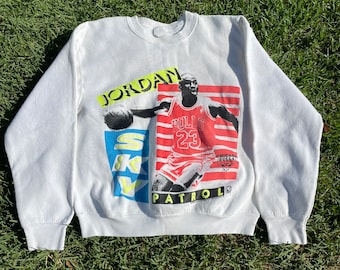 Vintage 90s Michael Jordan Sky Patrol American Pacific Magic Johnson T Sweater S/Medium RARE