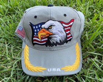 Y2k Vintage 911 Iraq Era Patriotic American Bald Eagle Military NRA Freedom Hat