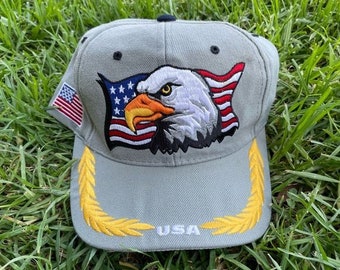 Y2k Vintage 911 Iraq Era Patriotic American Bald Eagle Military NRA Freedom Hat