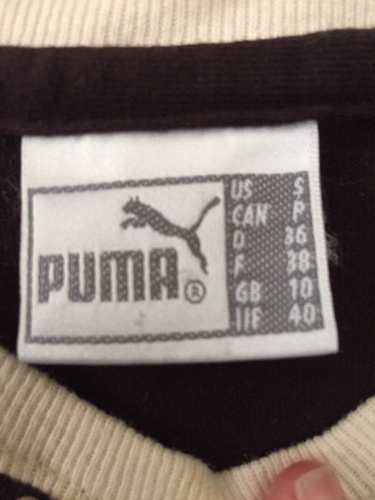 Early 2000s Vintage Puma Big Logo Long Sleeve Baby Tee Shirt, Brown and ...