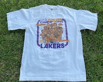 Los Angeles Lakers Back to Back Championships 2010 Caricature Adidas Shirt Med