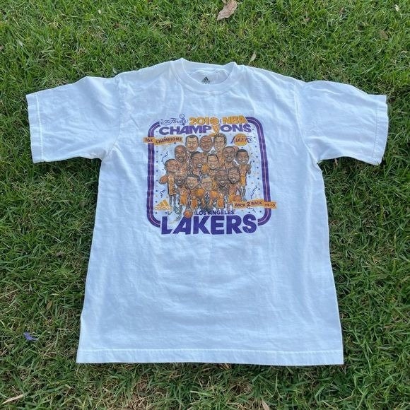 Los Angeles Lakers Back to Back Championships 2010 Caricature Adidas Shirt  Med