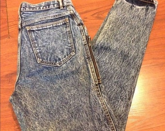 80s Vintage High Waist Tapered Leg Acid Wash Denim Denim Jeans Size 9