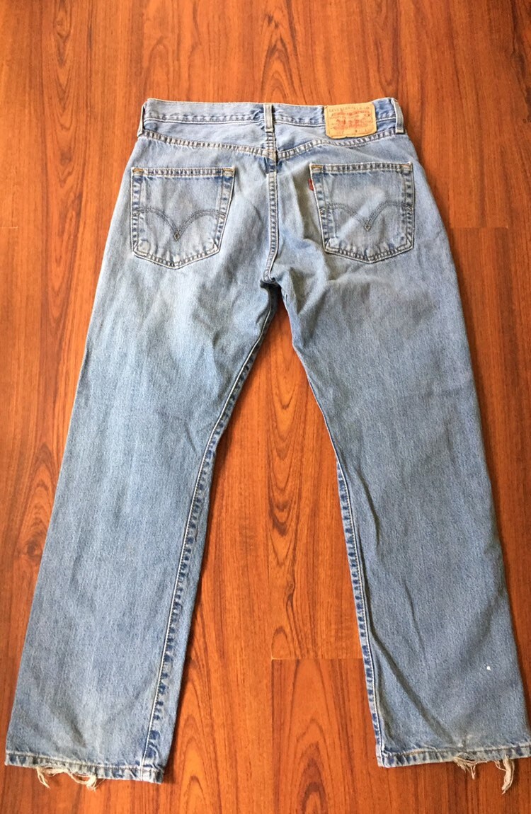 90s Vintage Levis 501 Light Wash High Waisted Button Fly Straight Leg