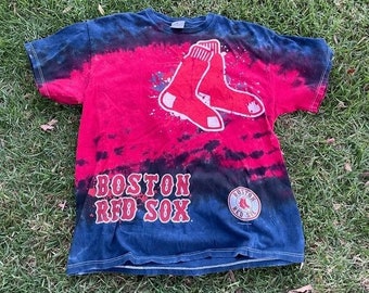 Vintage 90s Y2k Boston Red Sox Tie Dye Big Logo Sox Offical MLB Merch Size Large