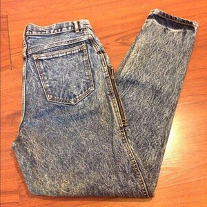 80s Vintage High Waist Tapered Leg Acid Wash Denim Denim Jeans Size 9