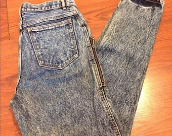 80s Vintage High Waist Tapered Leg Acid Wash Denim Denim Jeans Size 9