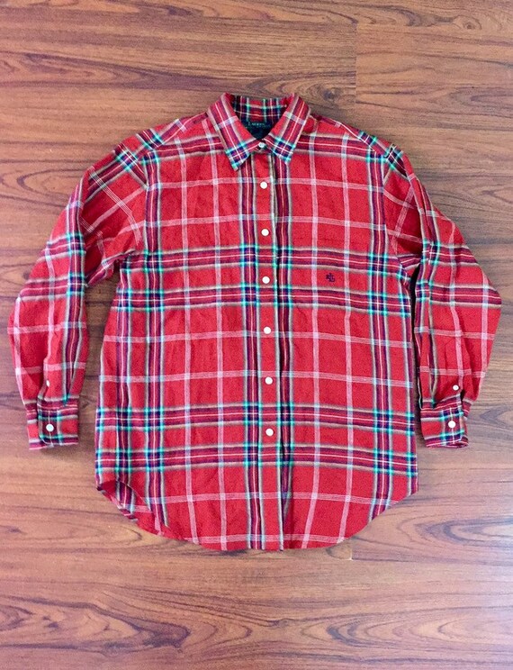 ralph lauren plaid blouse
