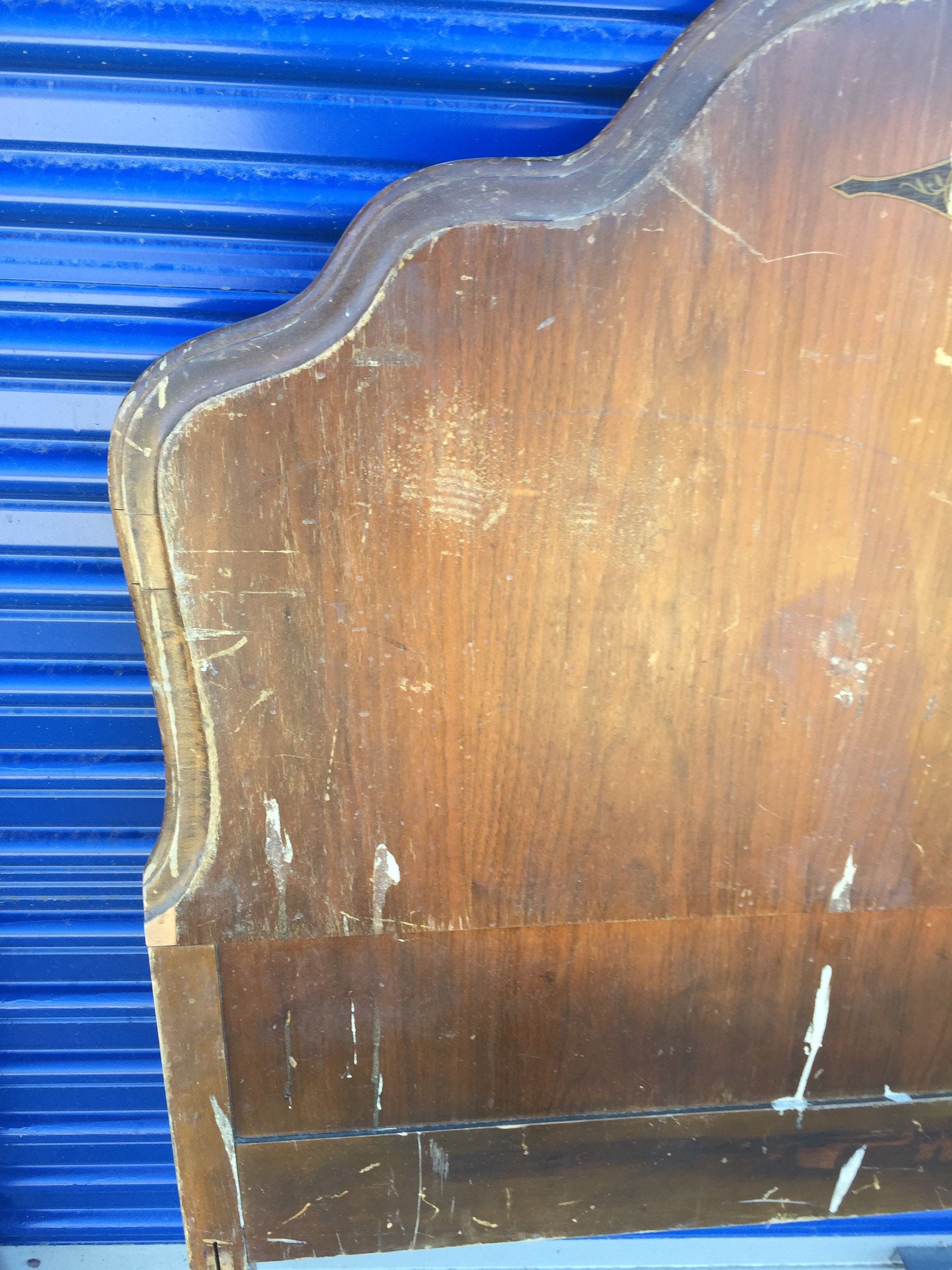 Vintage twin sized walnut headboard