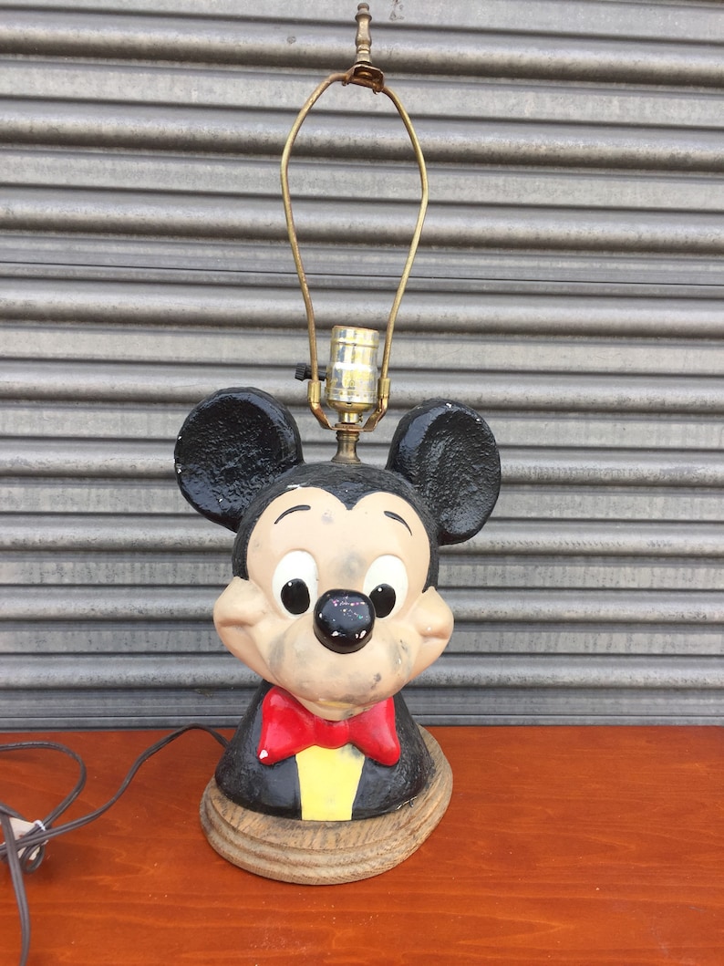 Rare Vintage Mickey Mouse Lamp Table Post Desk Decor