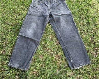 90s Y2k Vintage Anchor Blue Wide Leg Baggy Jeans Skater Grunge Distressed 34