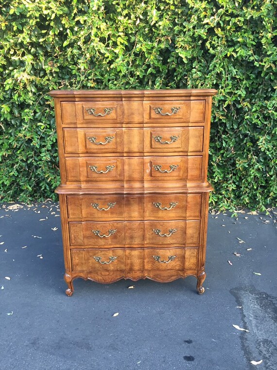 Vintage French Provincial Six Drawer High Boy Dresser Tall Etsy