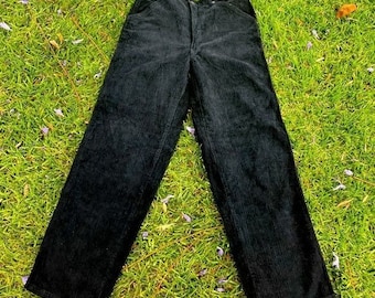Deadstock Vintage Black Corduroy Revolt Jeans with carpenter and pocket detailing Size 13/14