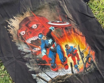 New Marvel Mad Engine Tagged Captain America Graphic Shirt Comics Cartoon Large