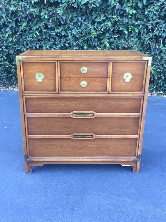 Drexel Mid Century High Boy Dresser Vintage Campaign Hiboy Etsy