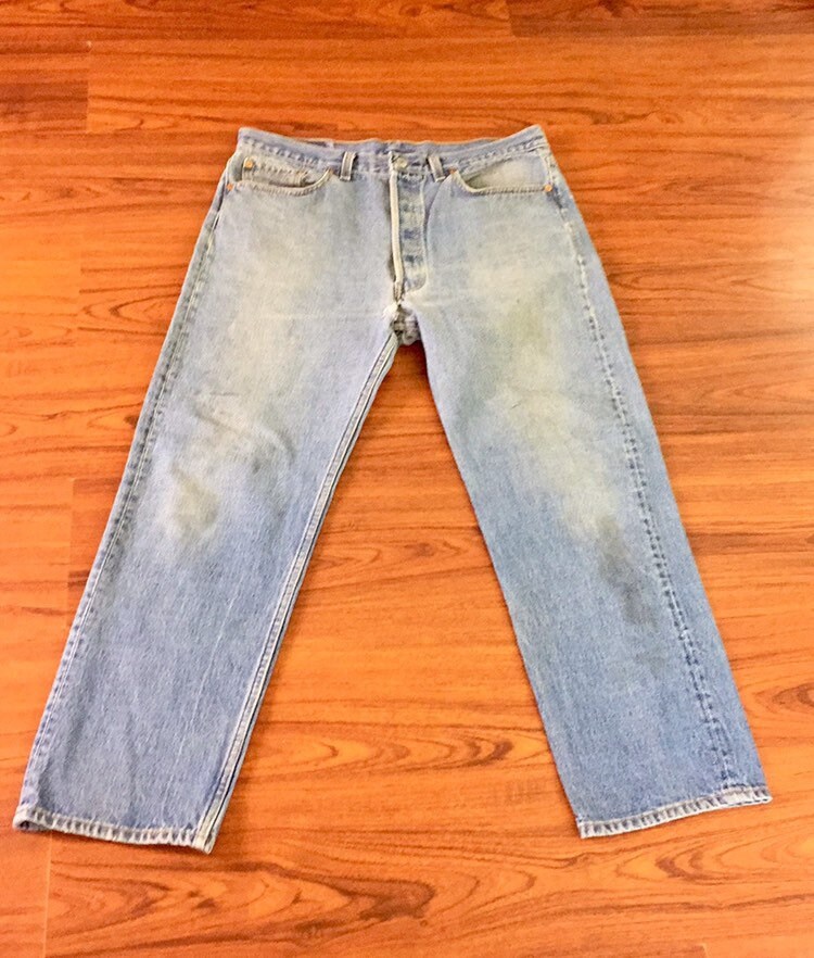 90s Vintage Levis 501 Jeans 38, Light Wash Levis, High Waisted Levis, Button Fly 501, Straight