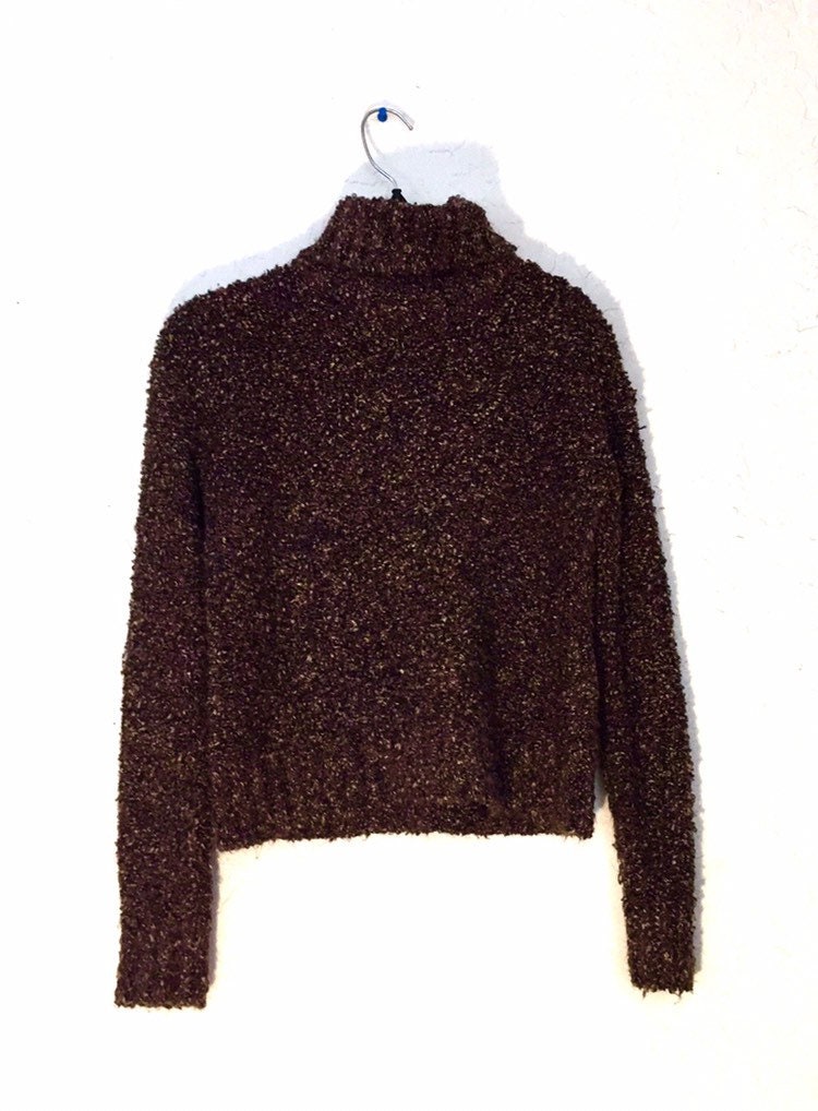 90s Vintage Brown Turtleneck Pull Over Sweater by Moda Intl XXS, 90s ...