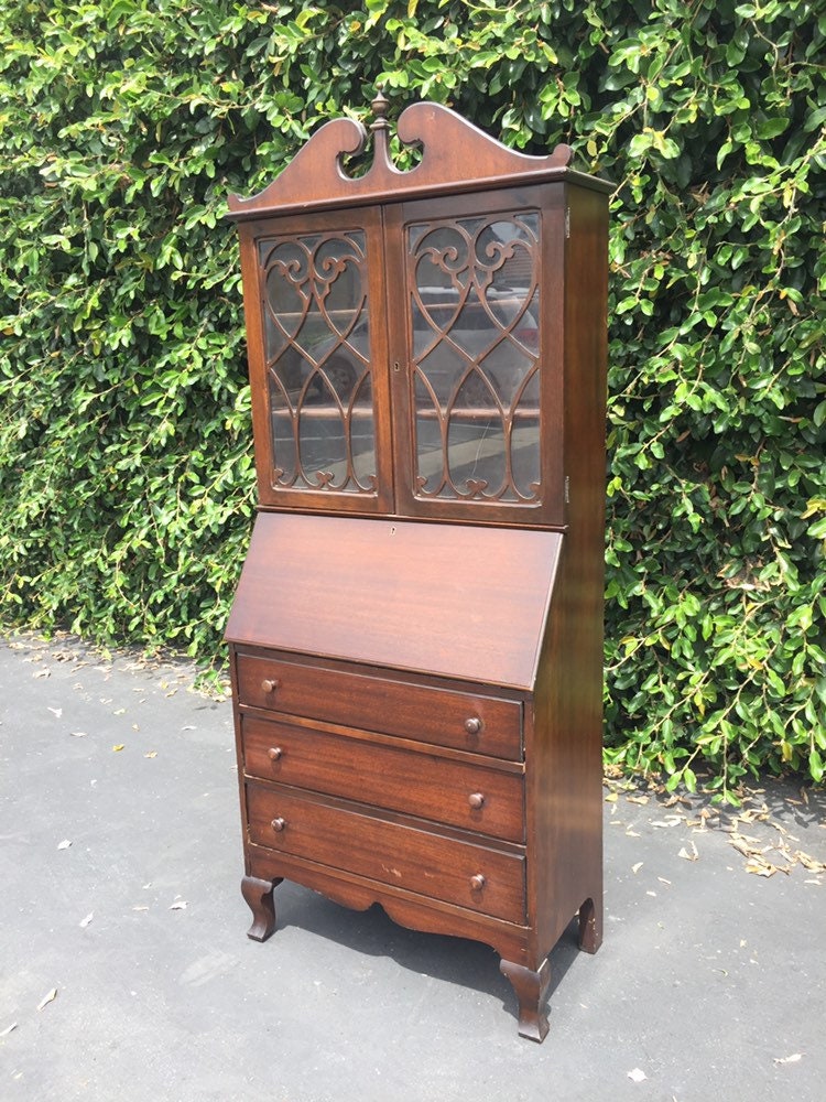 Vintage Secretary Desk With Hutch / Antique Oak Secretary ...