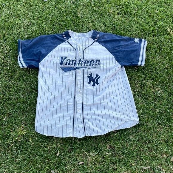 Vintage 90s Starter New York Yankees Striped Baseball Jersey 