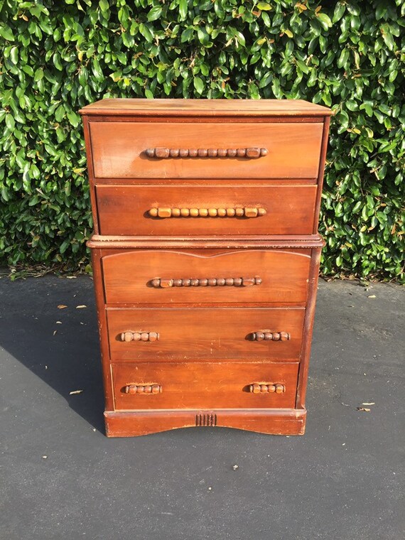 Vintage Rustic Farmhouse Five 5 Drawer Hiboy Dresser Tall Etsy