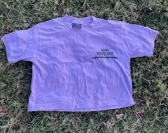 Vintage 80s 90s Humorous Midriff Crop Top Echo Bar Parker Dam Ca Burger King med