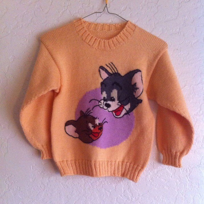 RARE 90s Vintage Tom and Jerry Knitted Pullover Sweater, 90s Vintage  Clothing, 90s Sweater, Kid Vintage Sweater, Unisex Kid Sweater, 5/6 7/8