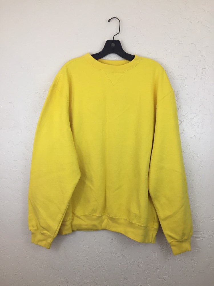 90s Vintage Bright Yellow Pullover Crewneck Sweatshirt, Mens Vintage ...