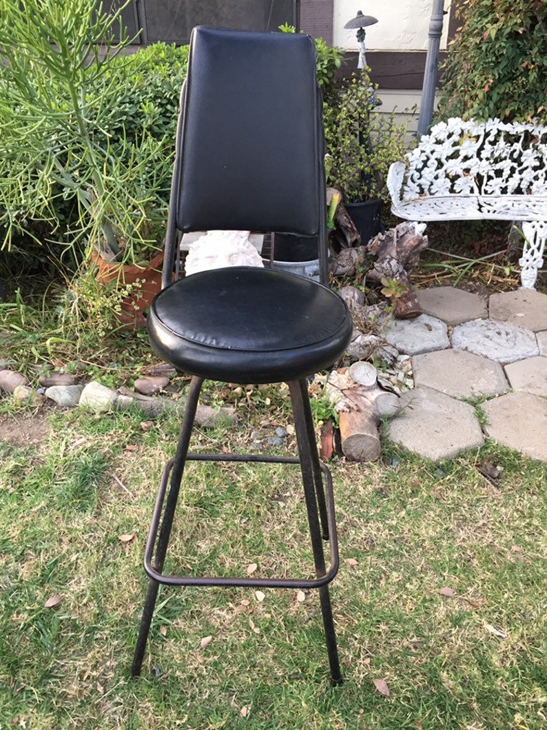 Vintage Mid Century Modern Calorator Bar Stool Metal Vinyl Image 0