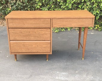 Danish Modern Tanker Desk, Mid Century Modern Metal Desk, Mid Century Modern Tanker Desk, MCM Dark Walnut Desk, Mid Century Modern Desk