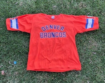 Vintage 80s 90s Denver Broncos V Neck Half Sleeve Shirt Size Large