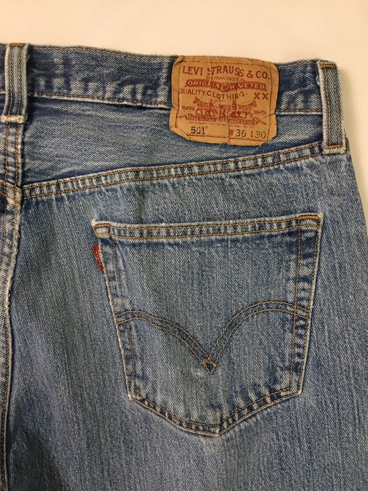 Y2K Vintage Distressed Levis 501 Jeans 36 x 30, Slashed Denim Levis ...