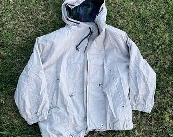Vintage 90s Rain Coat Water Resistant Windbreaker Ski Jacket Hooded Canadian M