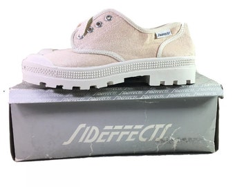 NEW Deadstock Vintage 90s Y2K Chunky Heel Platform Glittery Pink Canvas Sneakers Booties Size 7.5