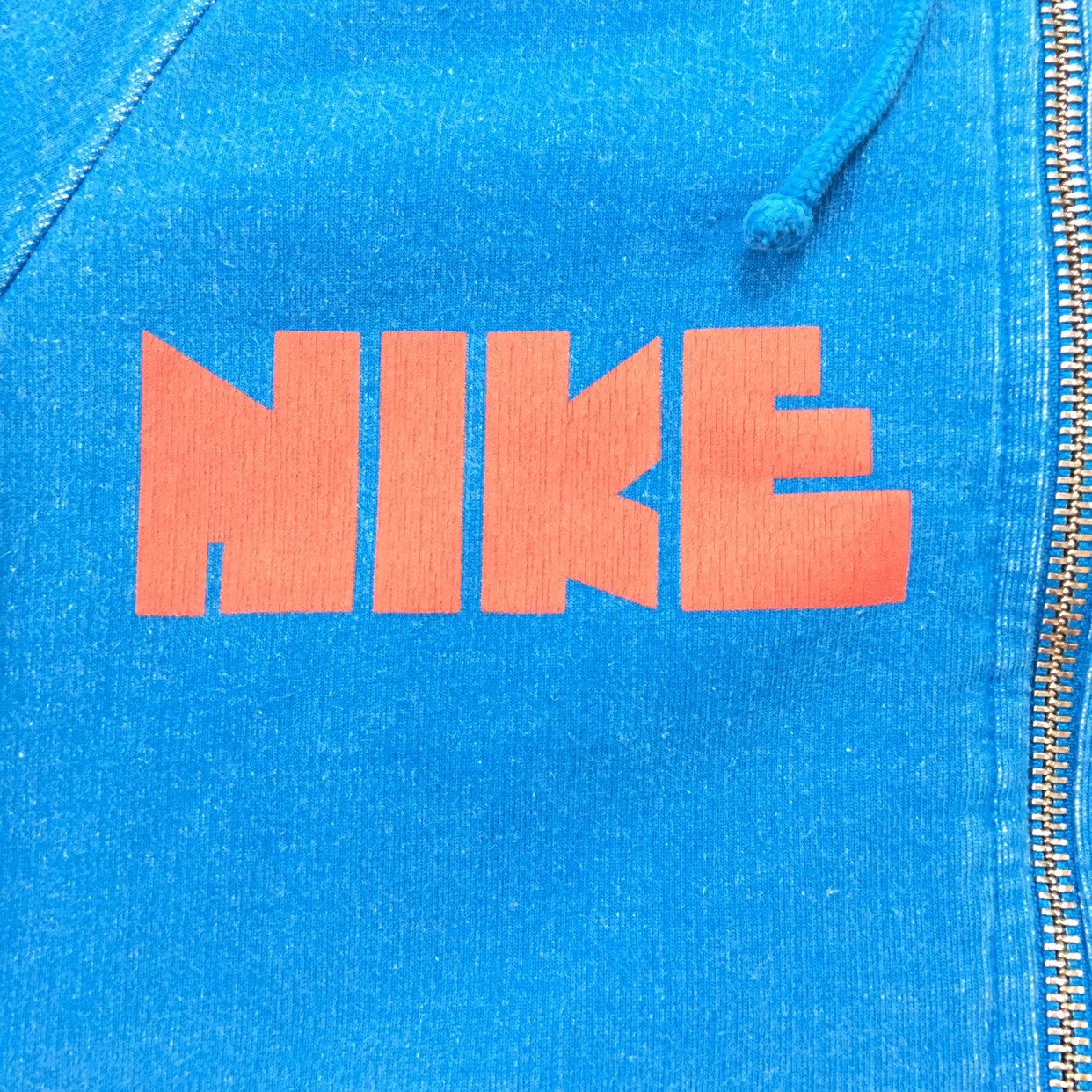 RARE 70s Vintage NIKE Spell Out Block Logo Full Zip Up Hoodie