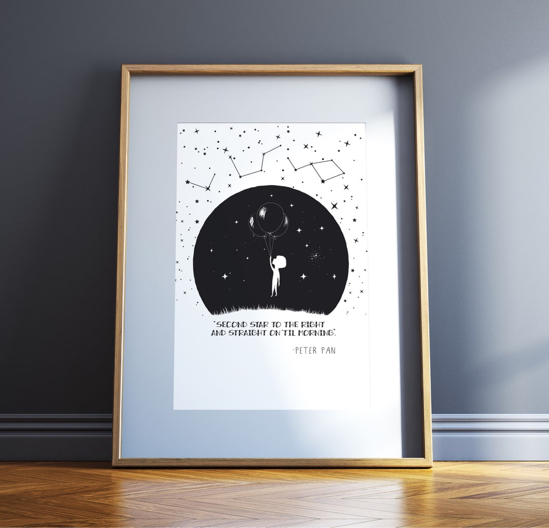Second Star to the Right Quote Art Print Peter Pan Art Space - Etsy
