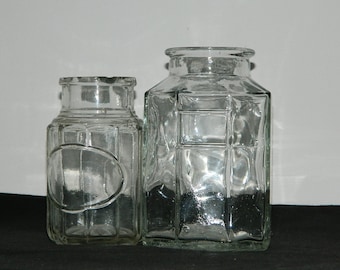 vintage, Glass pot.  2 old glass jars
