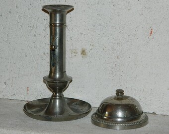 set of french antiques, Sonnette de table,  old little bell, Desktop bell. Bougeoir Chandelier Bougeoir a Main Remontoir Ancien Vintage