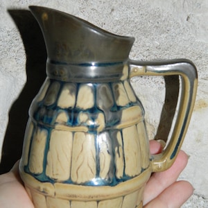 old ceramic N2 pitcher. vintage French little pitcher.