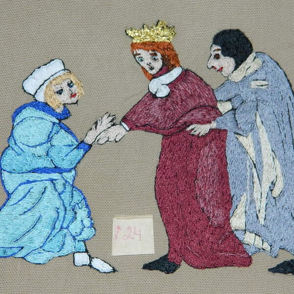 Broderie Crewel vintage : oeuvre d'art murale campagne (11,8