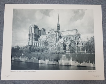 PHOTOGRAVURE of Notre-Dame de Paris representative of the Gothic period.