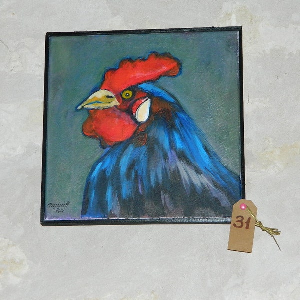 COQ. acrylic on canvas , peinture acrylique sur toile "cocorico"