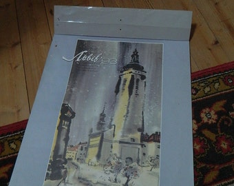 old illustrated calendar. Ukrainian calendar illustrated prints of watercolors, year 1993