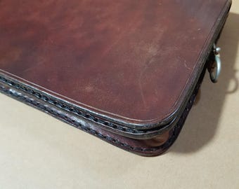 old FLOX leather clutch bag, vintage item