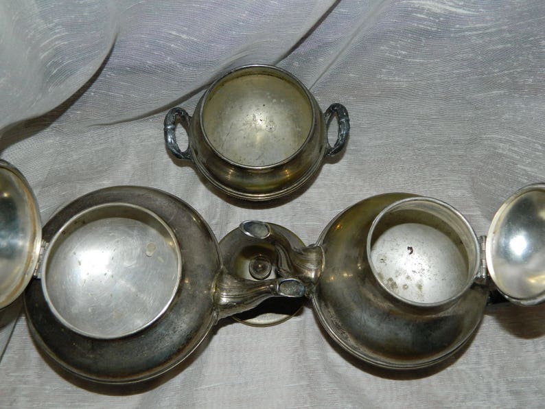 Service à Café/thé Vintage Ercuis Et Lutetia – Théière, Cafetière, Sucrier En Métal Argenté