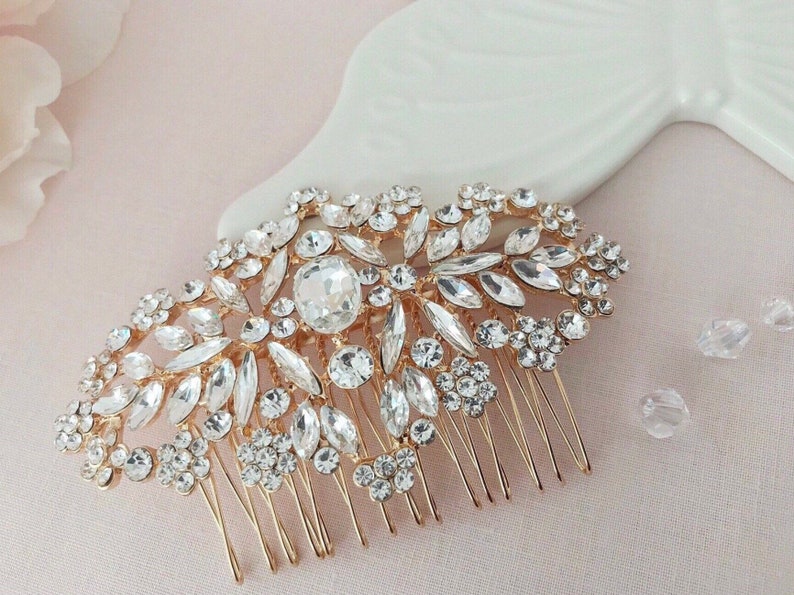 Rose gold hair comb Crystal bridal comb Gold headpiece Rose gold headpiece Bridal hair accessories Burgundy pearl comb Wedding accessories