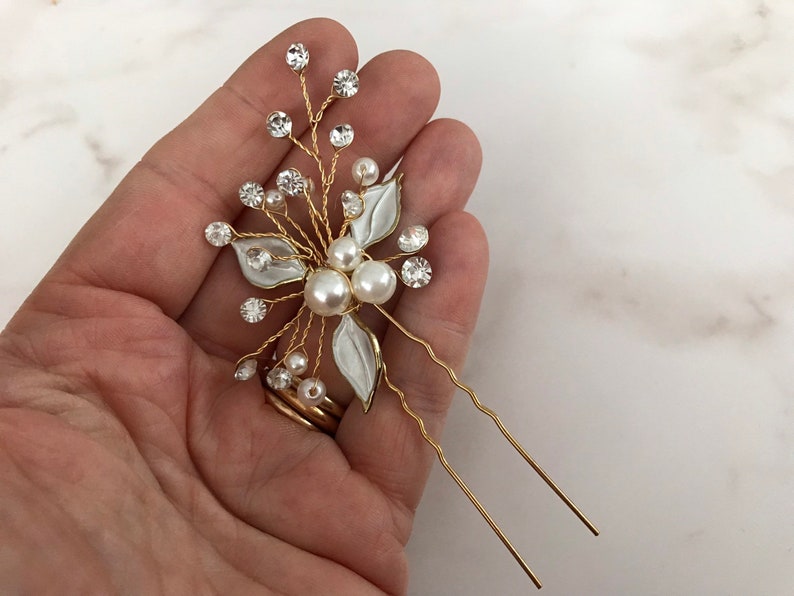 Hair pins 3 Gold hair pins Gold hairpiece Gold headpiece Crystal pins Bridesmaids hair pins Brides hair piece Bridal hair accessories