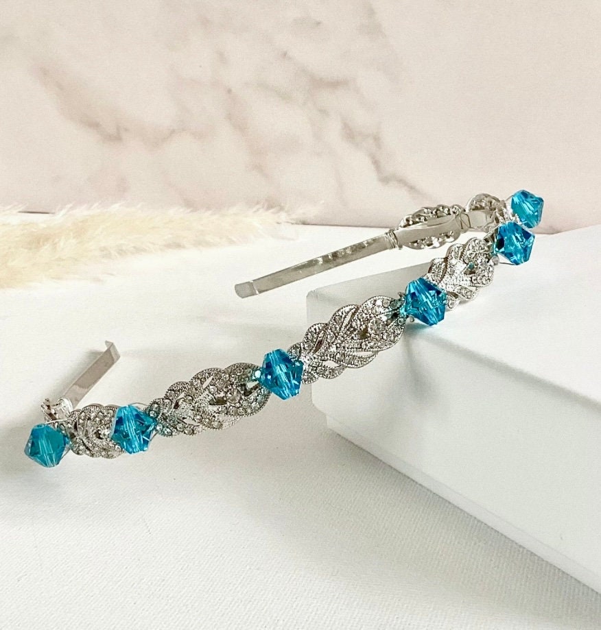 Turquoise and Crystal Headband - Etsy display picture 3